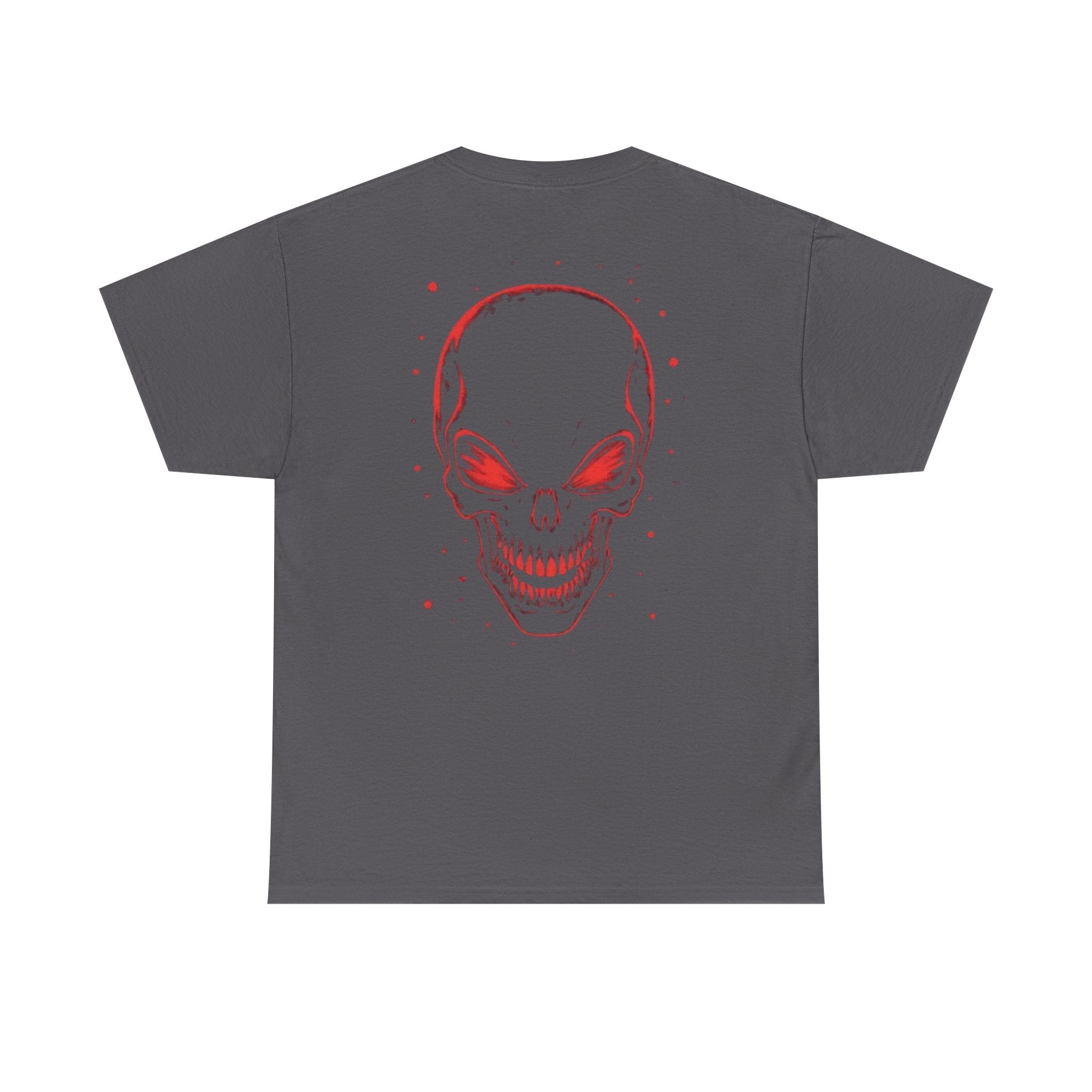 Skull Headphone Tee – Unisex Heavy Cotton Shirt, Music Lover Gift, Edgy Graphic Tee, Halloween Outfit, Unique Streetwear