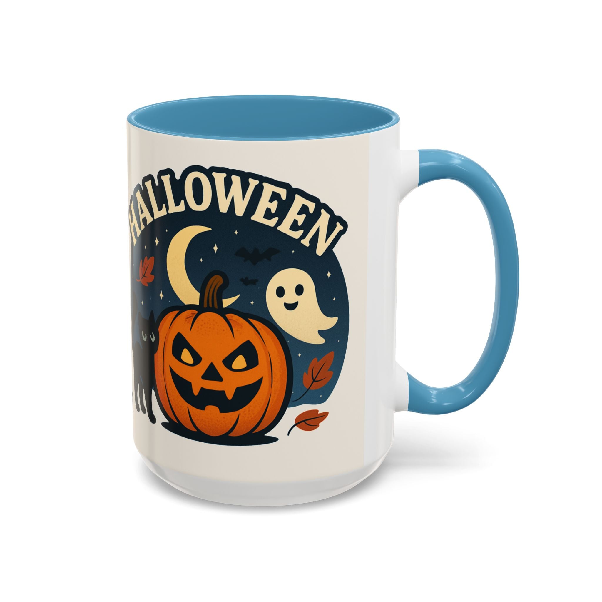 Halloween Accent Coffee Mug - Spooky Pumpkin Design, Ghosts & Cats, Perfect for Fall Decor, Halloween Gift, Cozy Sips