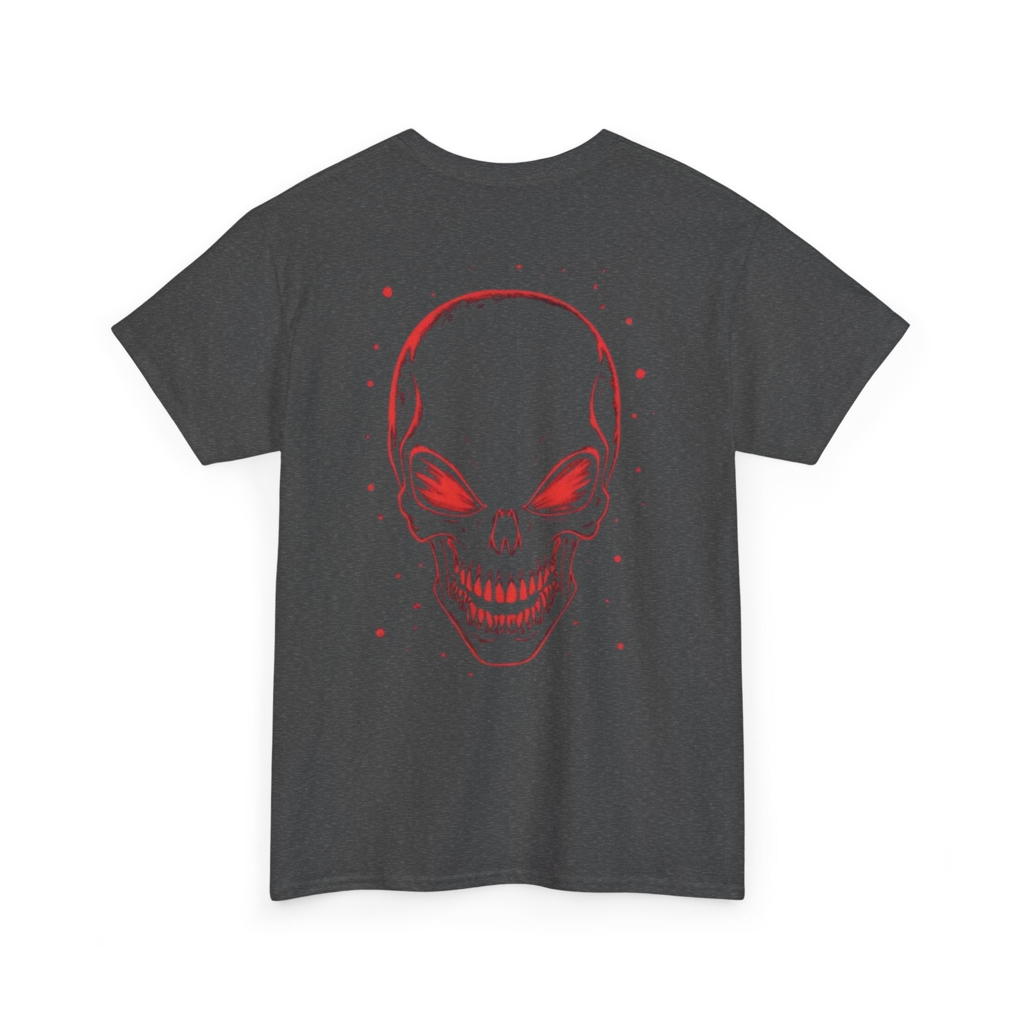 Skull Headphone Tee – Unisex Heavy Cotton Shirt, Music Lover Gift, Edgy Graphic Tee, Halloween Outfit, Unique Streetwear