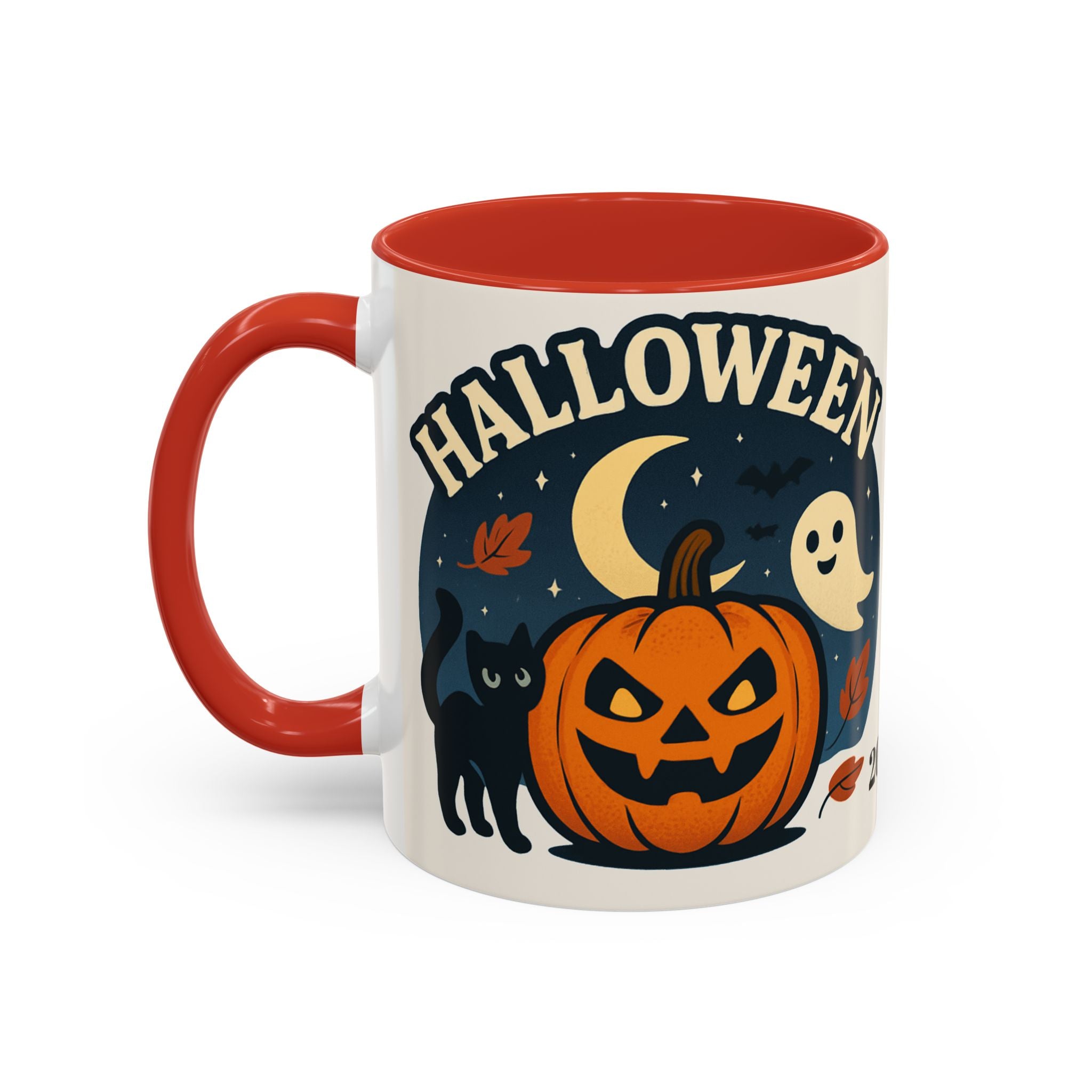 Halloween Accent Coffee Mug - Spooky Pumpkin Design, Ghosts & Cats, Perfect for Fall Decor, Halloween Gift, Cozy Sips