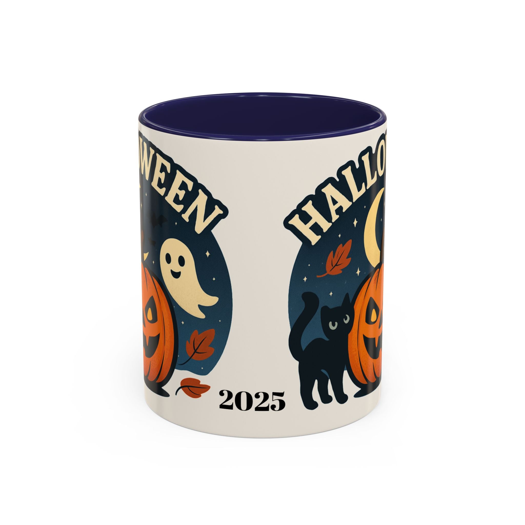 Halloween Accent Coffee Mug - Spooky Pumpkin Design, Ghosts & Cats, Perfect for Fall Decor, Halloween Gift, Cozy Sips