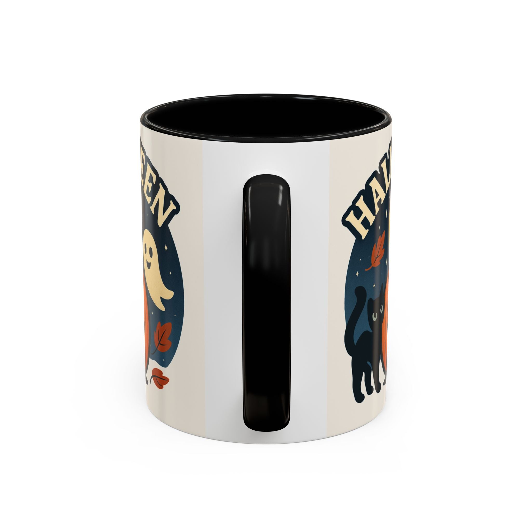 Halloween Accent Coffee Mug - Spooky Pumpkin Design, Ghosts & Cats, Perfect for Fall Decor, Halloween Gift, Cozy Sips