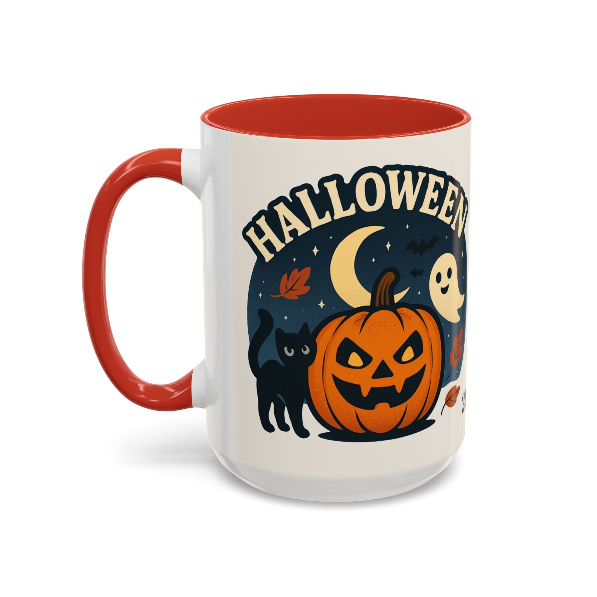 Halloween Accent Coffee Mug - Spooky Pumpkin Design, Ghosts & Cats, Perfect for Fall Decor, Halloween Gift, Cozy Sips