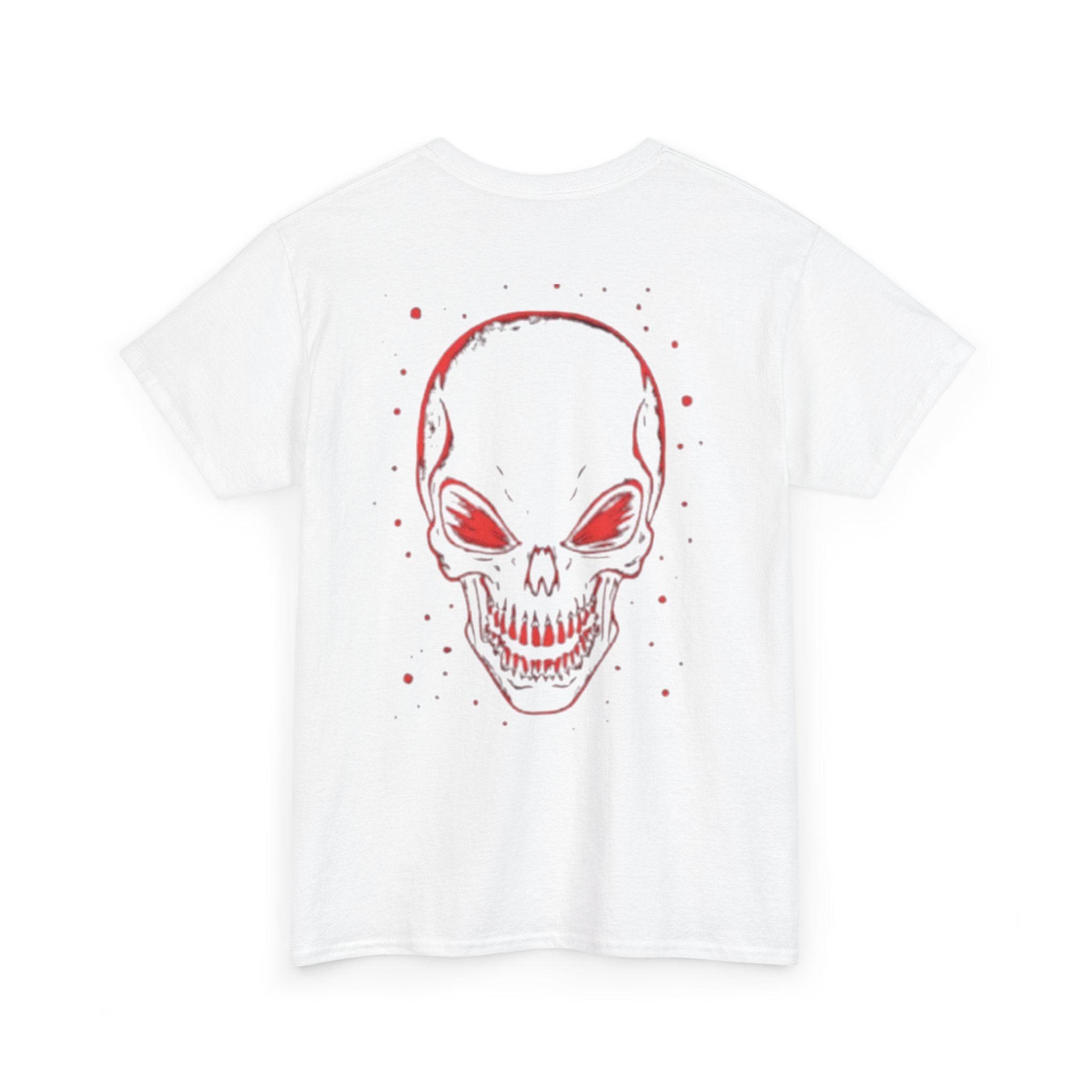 Skull Headphone Tee – Unisex Heavy Cotton Shirt, Music Lover Gift, Edgy Graphic Tee, Halloween Outfit, Unique Streetwear