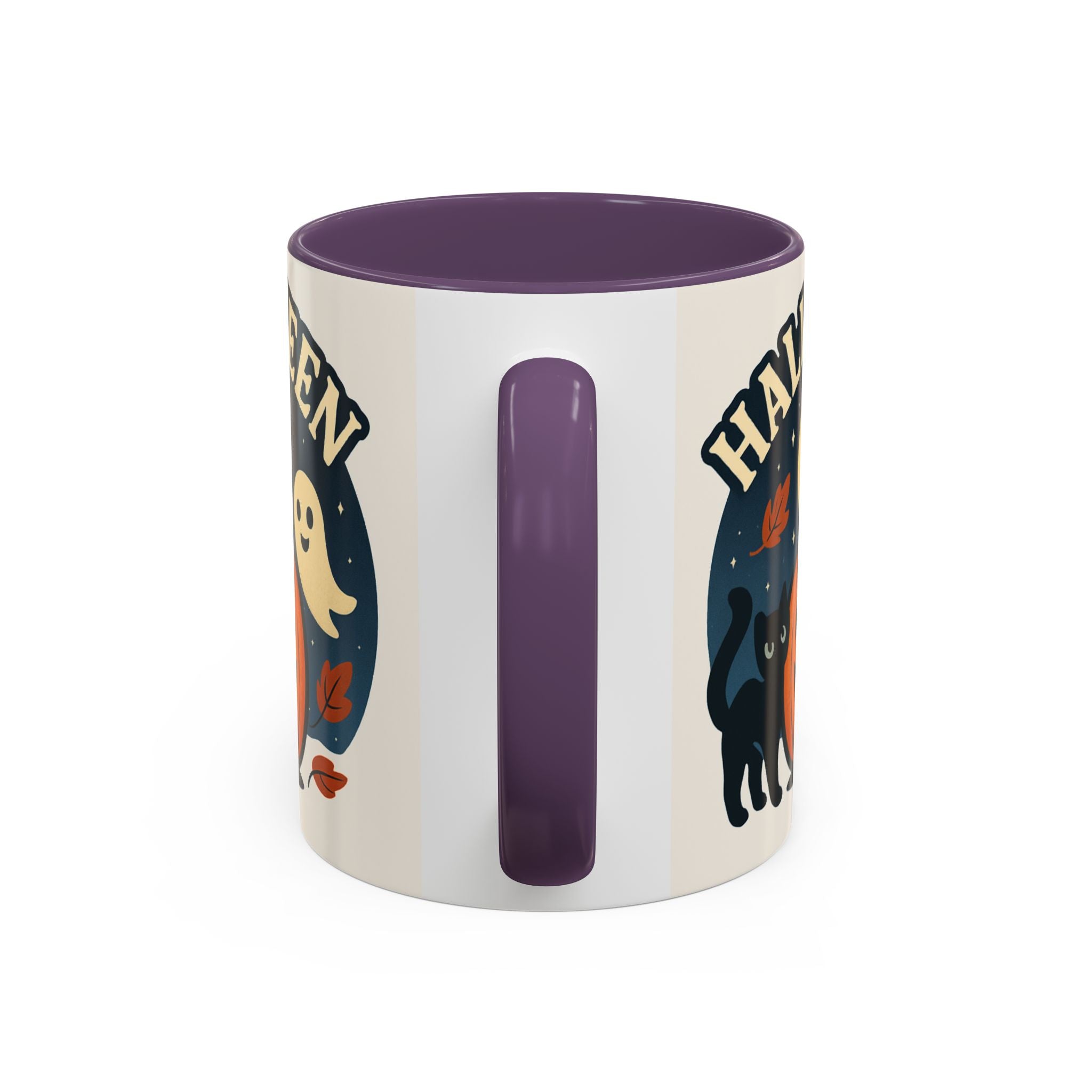 Halloween Accent Coffee Mug - Spooky Pumpkin Design, Ghosts & Cats, Perfect for Fall Decor, Halloween Gift, Cozy Sips