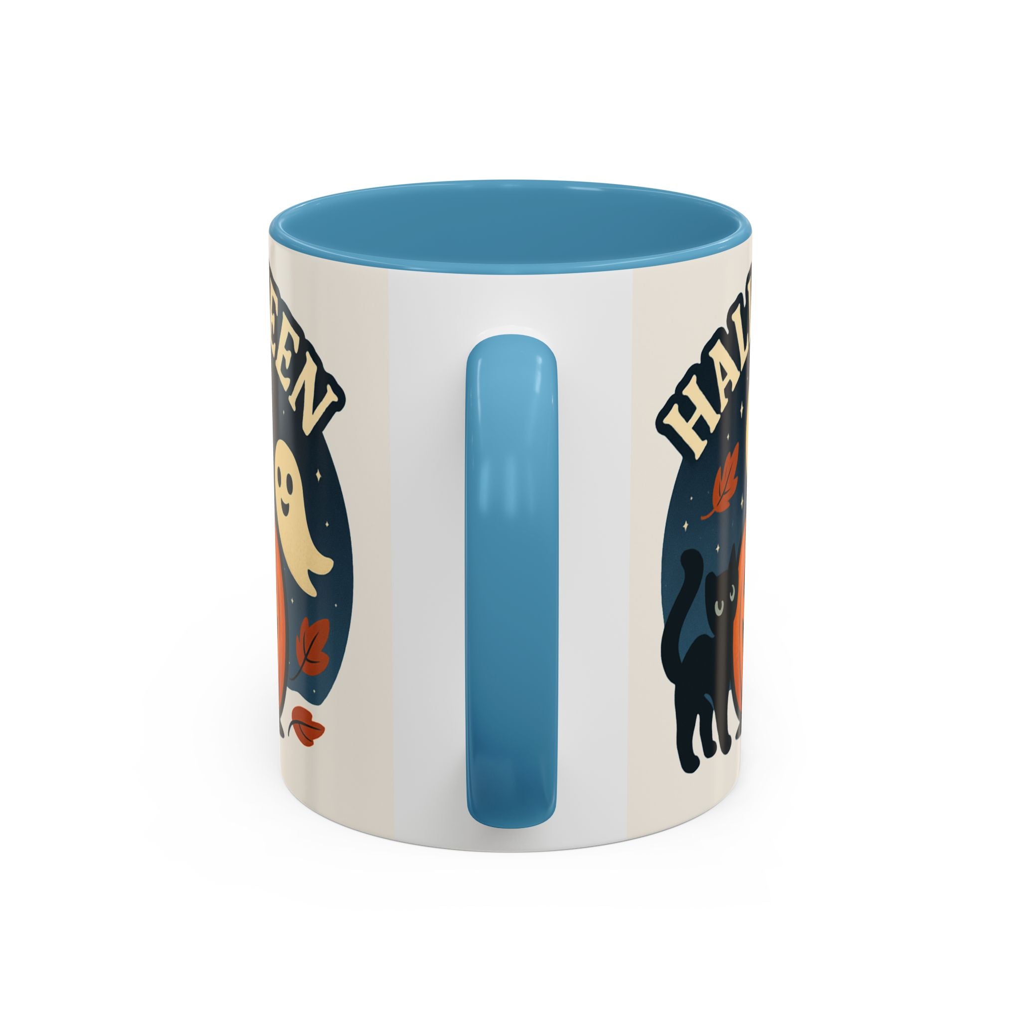 Halloween Accent Coffee Mug - Spooky Pumpkin Design, Ghosts & Cats, Perfect for Fall Decor, Halloween Gift, Cozy Sips