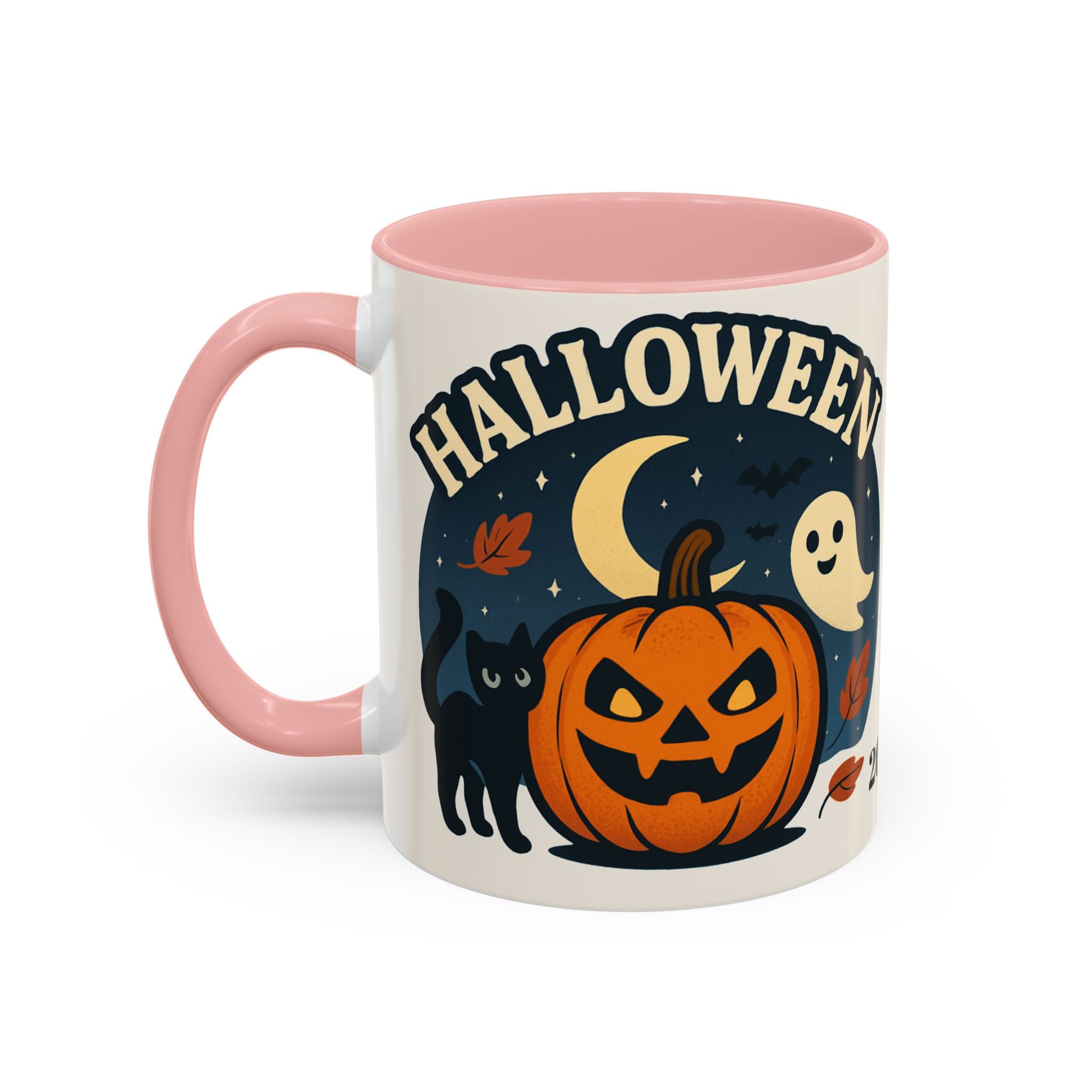 Halloween Accent Coffee Mug - Spooky Pumpkin Design, Ghosts & Cats, Perfect for Fall Decor, Halloween Gift, Cozy Sips
