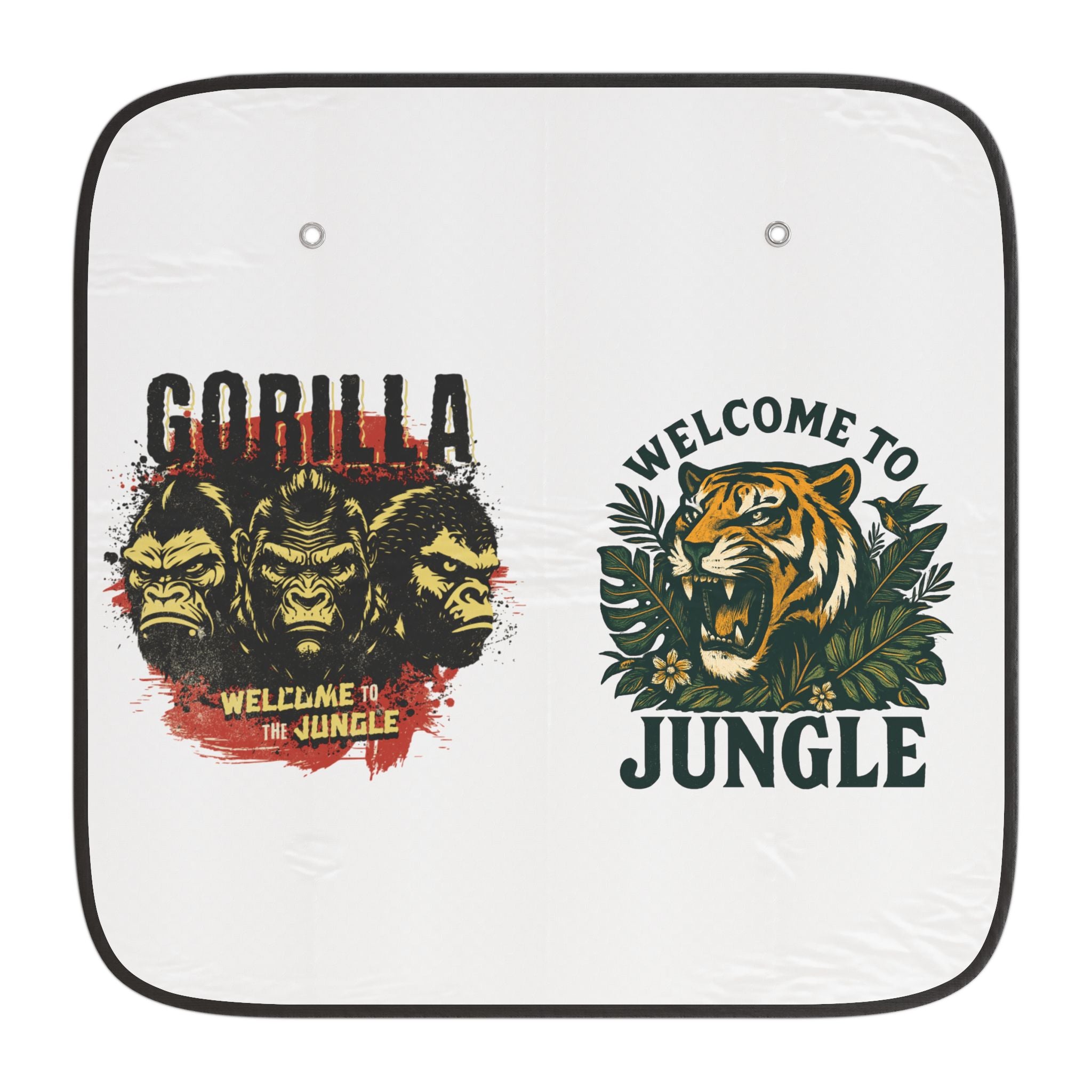 Jungle-Themed Car Sun Shades - Welcome to the Jungle Design, UV Protection, Auto Accessories, Gifts for Adventurers, Car Accessories