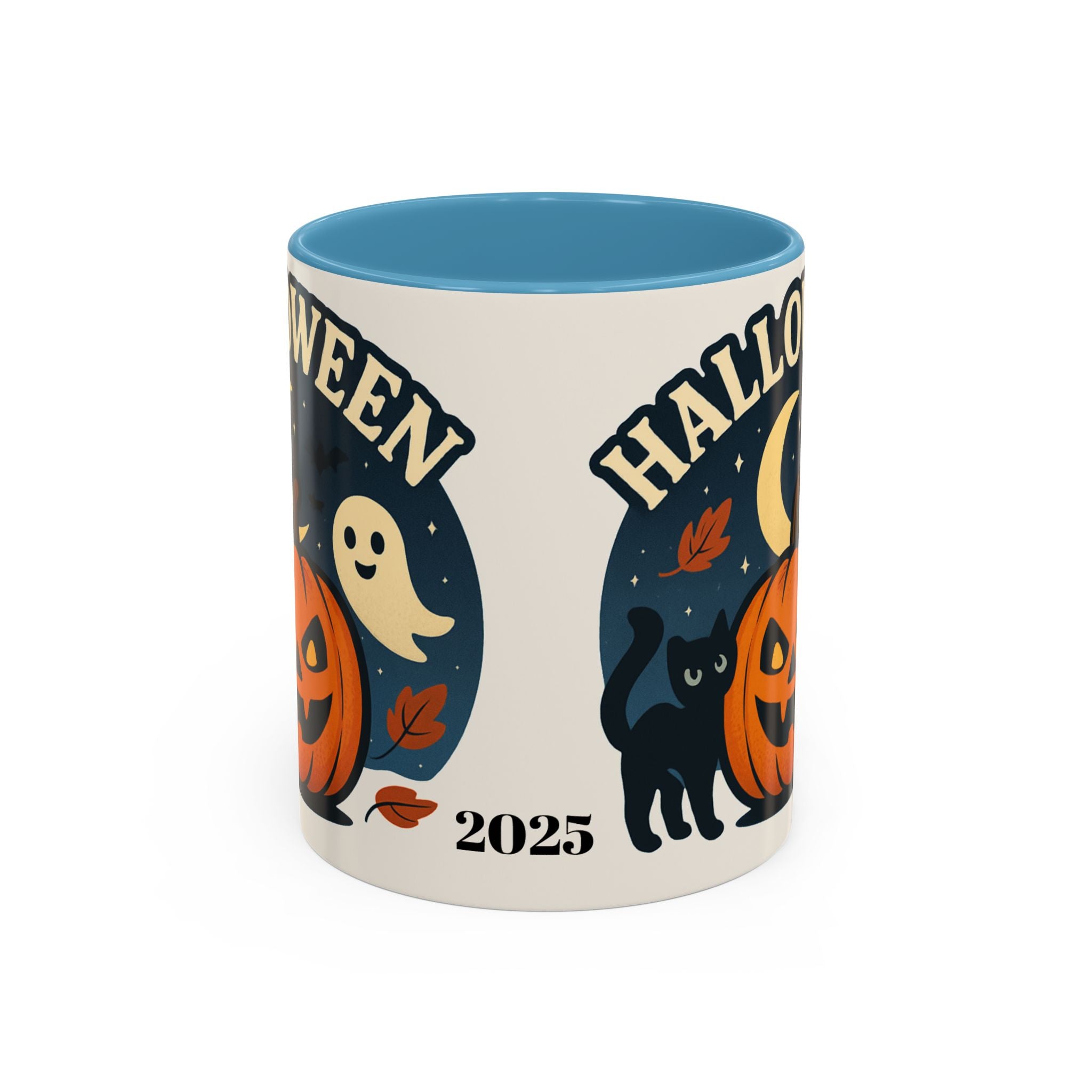 Halloween Accent Coffee Mug - Spooky Pumpkin Design, Ghosts & Cats, Perfect for Fall Decor, Halloween Gift, Cozy Sips