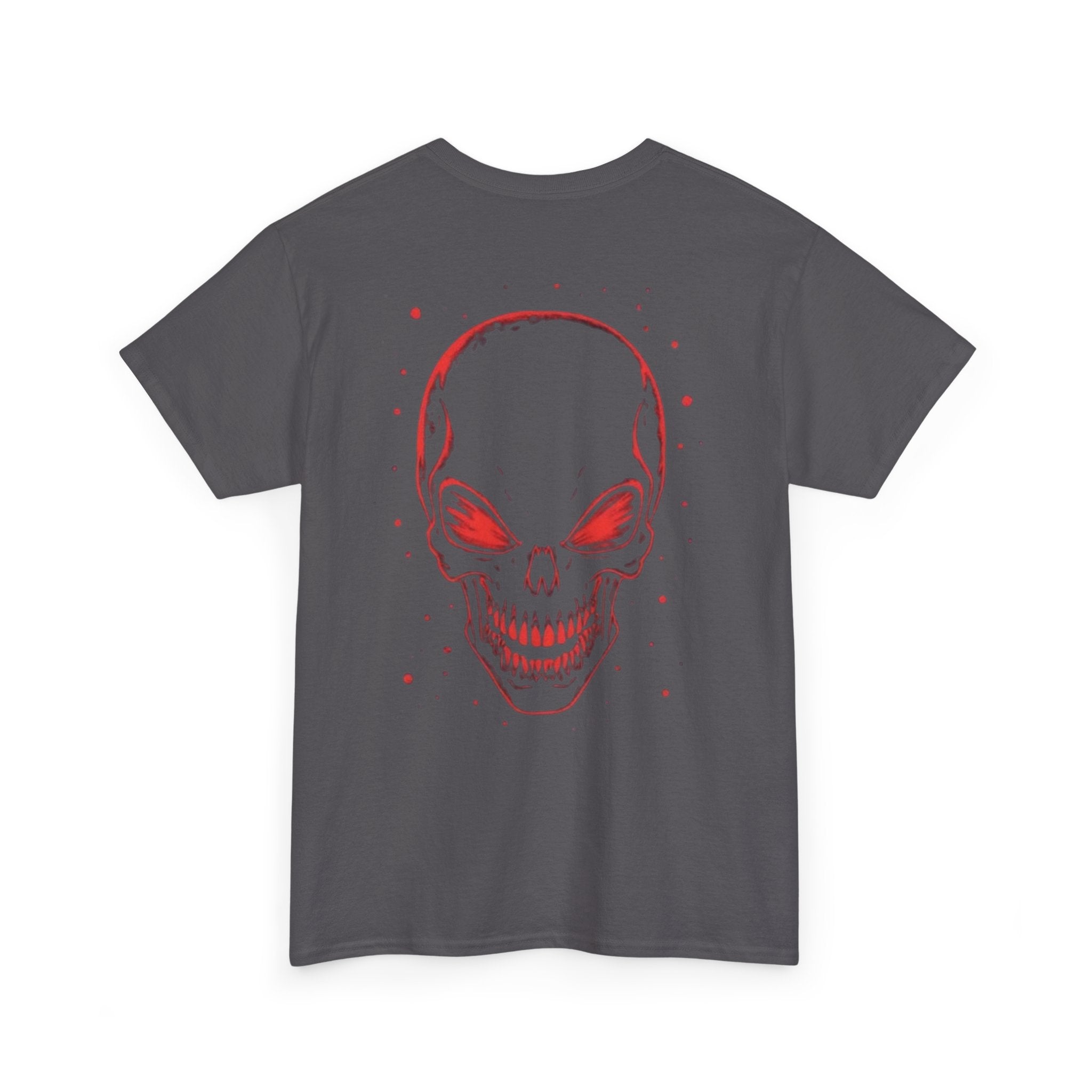 Skull Headphone Tee – Unisex Heavy Cotton Shirt, Music Lover Gift, Edgy Graphic Tee, Halloween Outfit, Unique Streetwear