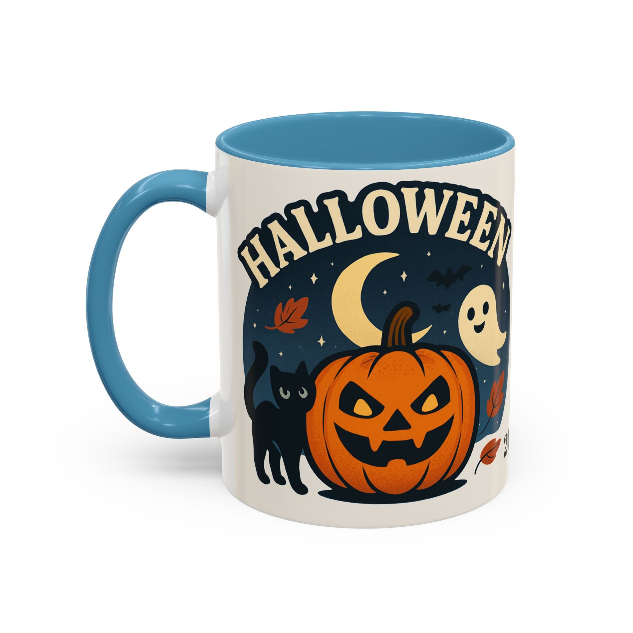 Halloween Accent Coffee Mug - Spooky Pumpkin Design, Ghosts & Cats, Perfect for Fall Decor, Halloween Gift, Cozy Sips