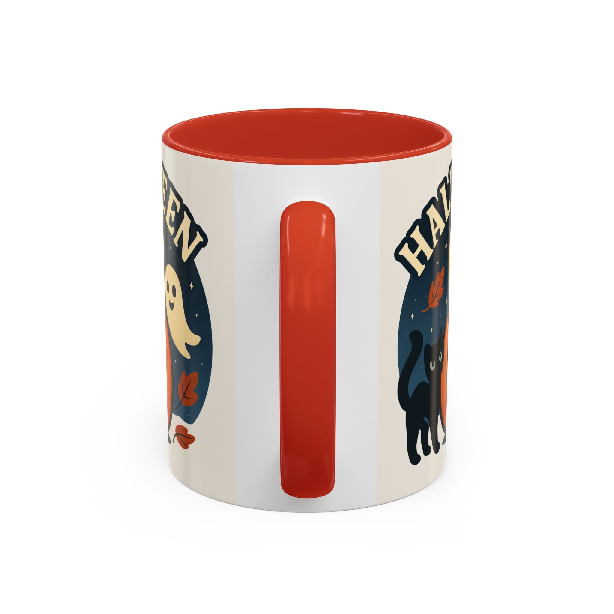 Halloween Accent Coffee Mug - Spooky Pumpkin Design, Ghosts & Cats, Perfect for Fall Decor, Halloween Gift, Cozy Sips