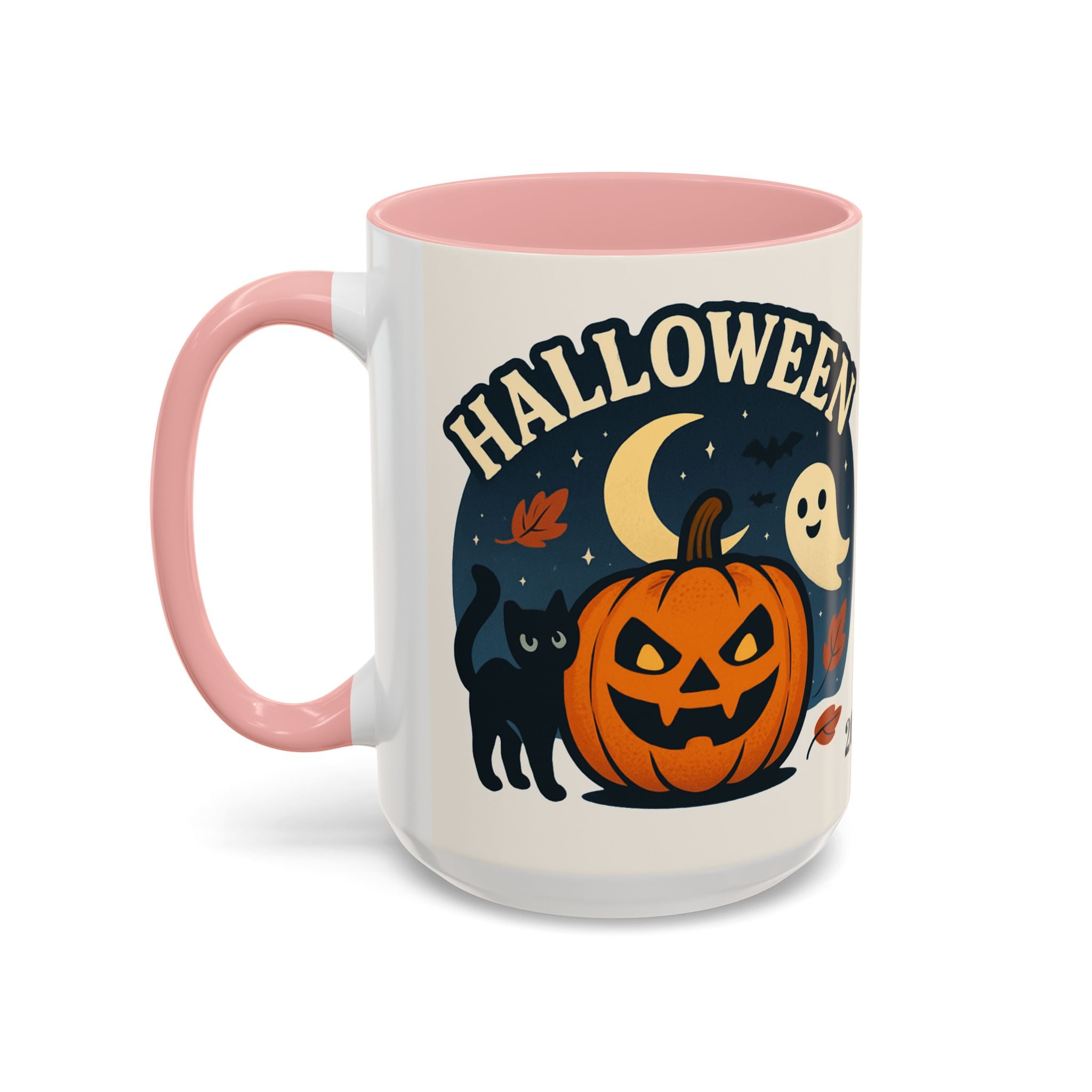 Halloween Accent Coffee Mug - Spooky Pumpkin Design, Ghosts & Cats, Perfect for Fall Decor, Halloween Gift, Cozy Sips