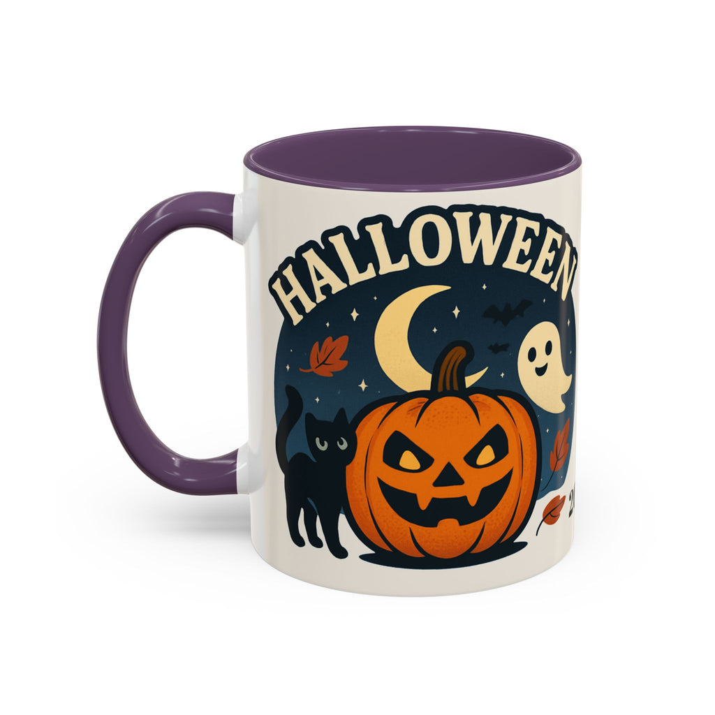 Halloween Accent Coffee Mug - Spooky Pumpkin Design, Ghosts & Cats, Perfect for Fall Decor, Halloween Gift, Cozy Sips