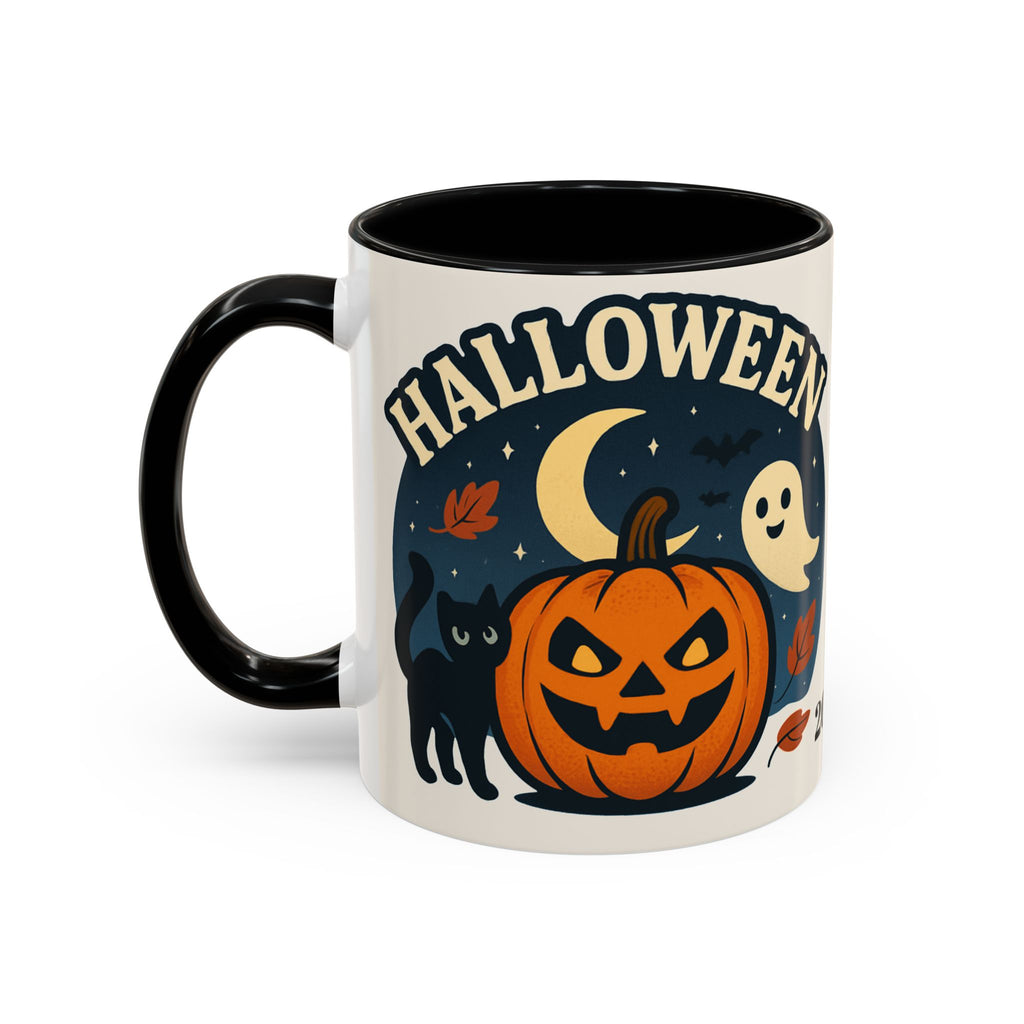 Halloween Accent Coffee Mug - Spooky Pumpkin Design, Ghosts & Cats, Perfect for Fall Decor, Halloween Gift, Cozy Sips