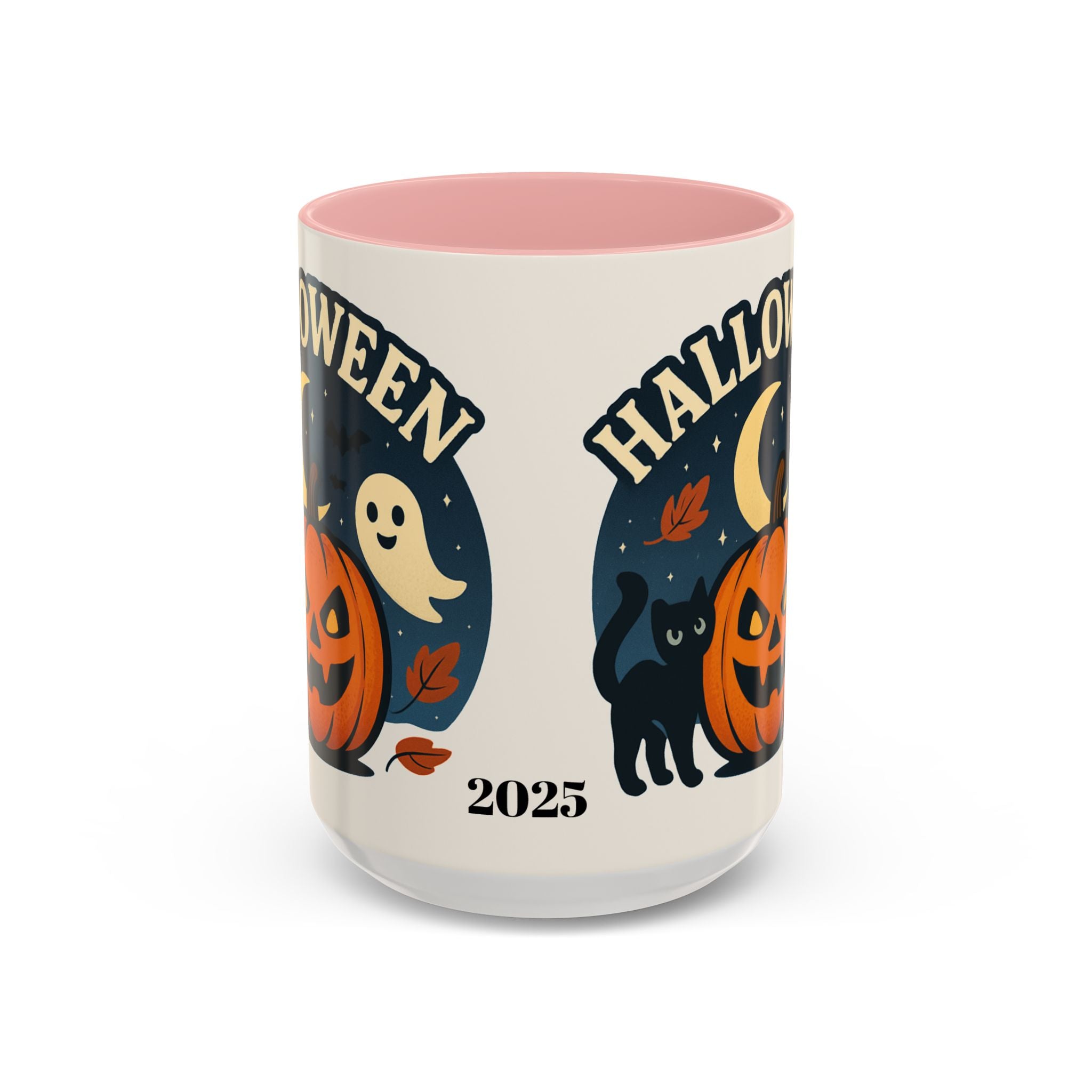 Halloween Accent Coffee Mug - Spooky Pumpkin Design, Ghosts & Cats, Perfect for Fall Decor, Halloween Gift, Cozy Sips