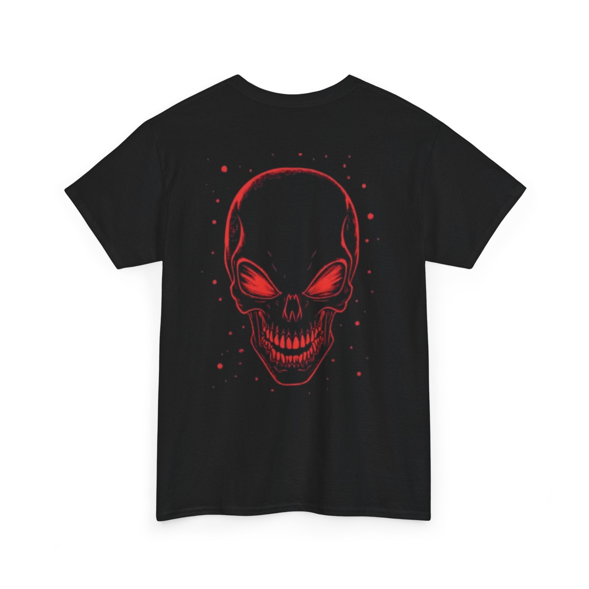 Skull Headphone Tee – Unisex Heavy Cotton Shirt, Music Lover Gift, Edgy Graphic Tee, Halloween Outfit, Unique Streetwear