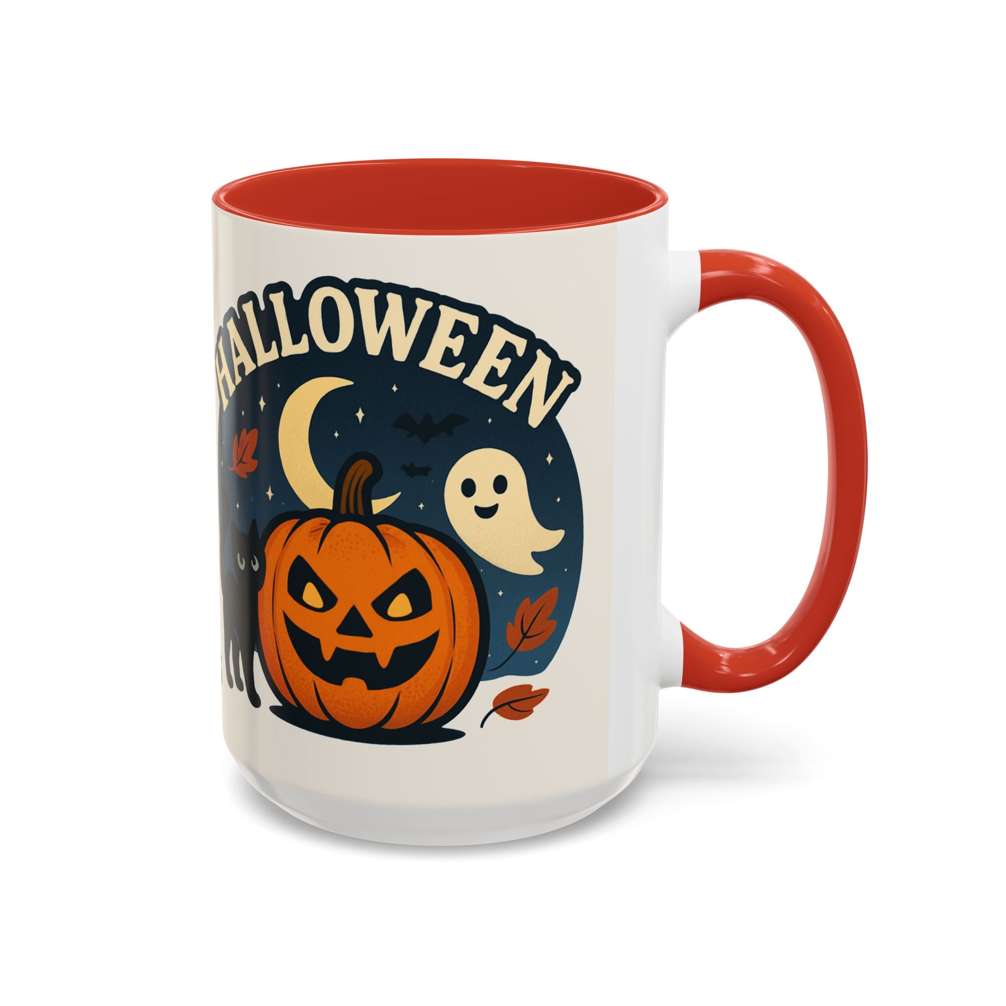 Halloween Accent Coffee Mug - Spooky Pumpkin Design, Ghosts & Cats, Perfect for Fall Decor, Halloween Gift, Cozy Sips