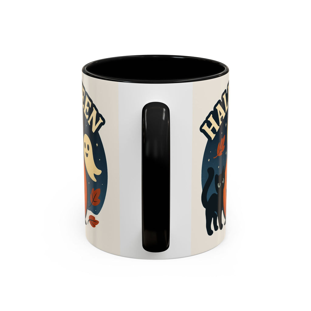 Halloween Accent Coffee Mug - Spooky Pumpkin Design, Ghosts & Cats, Perfect for Fall Decor, Halloween Gift, Cozy Sips