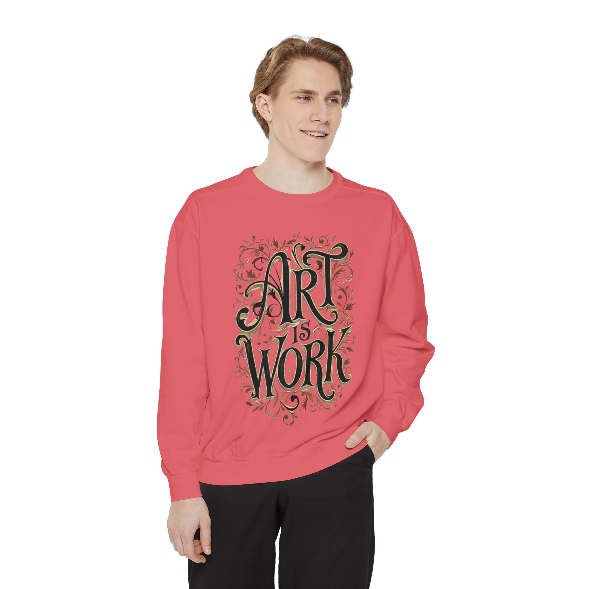 Art Is Work Unisex Sweatshirt, Casual Crewneck Sweater, Gift for Creatives, Graphic Pullover, Cozy Streetwear, Artistic Apparel