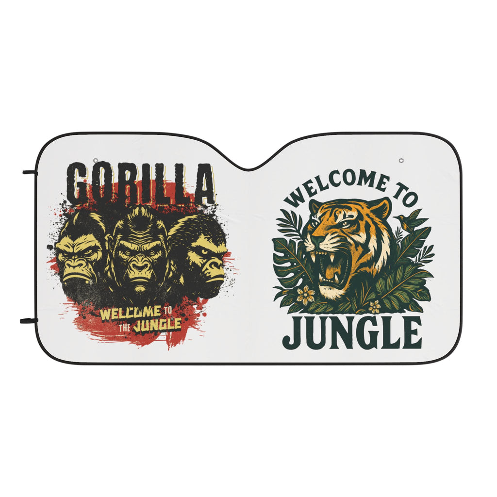 Jungle-Themed Car Sun Shades - Welcome to the Jungle Design, UV Protection, Auto Accessories, Gifts for Adventurers, Car Accessories