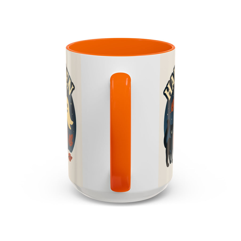 Halloween Accent Coffee Mug - Spooky Pumpkin Design, Ghosts & Cats, Perfect for Fall Decor, Halloween Gift, Cozy Sips