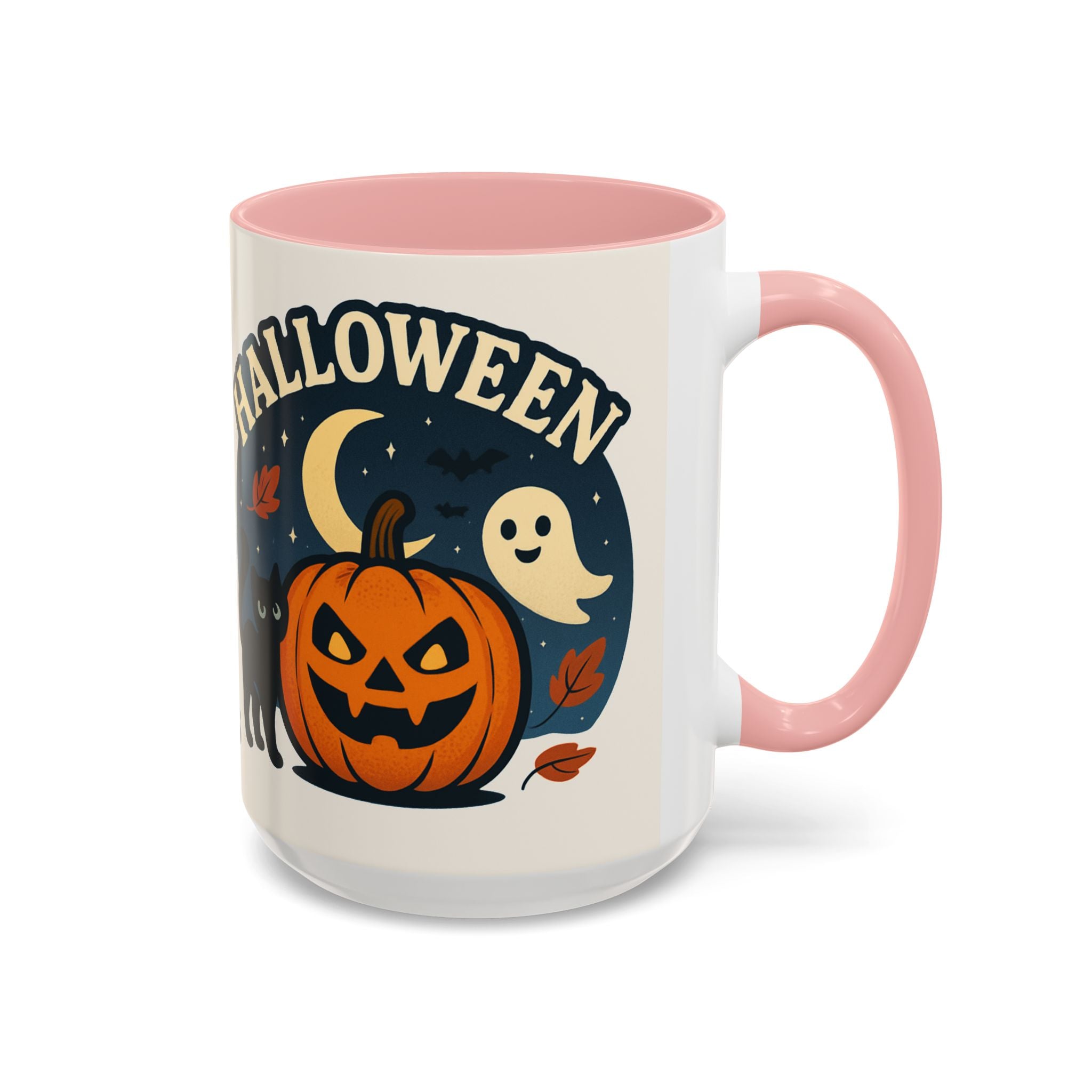 Halloween Accent Coffee Mug - Spooky Pumpkin Design, Ghosts & Cats, Perfect for Fall Decor, Halloween Gift, Cozy Sips