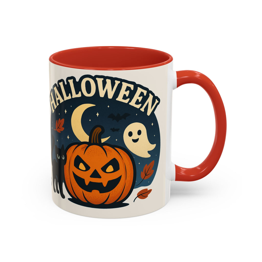 Halloween Accent Coffee Mug - Spooky Pumpkin Design, Ghosts & Cats, Perfect for Fall Decor, Halloween Gift, Cozy Sips