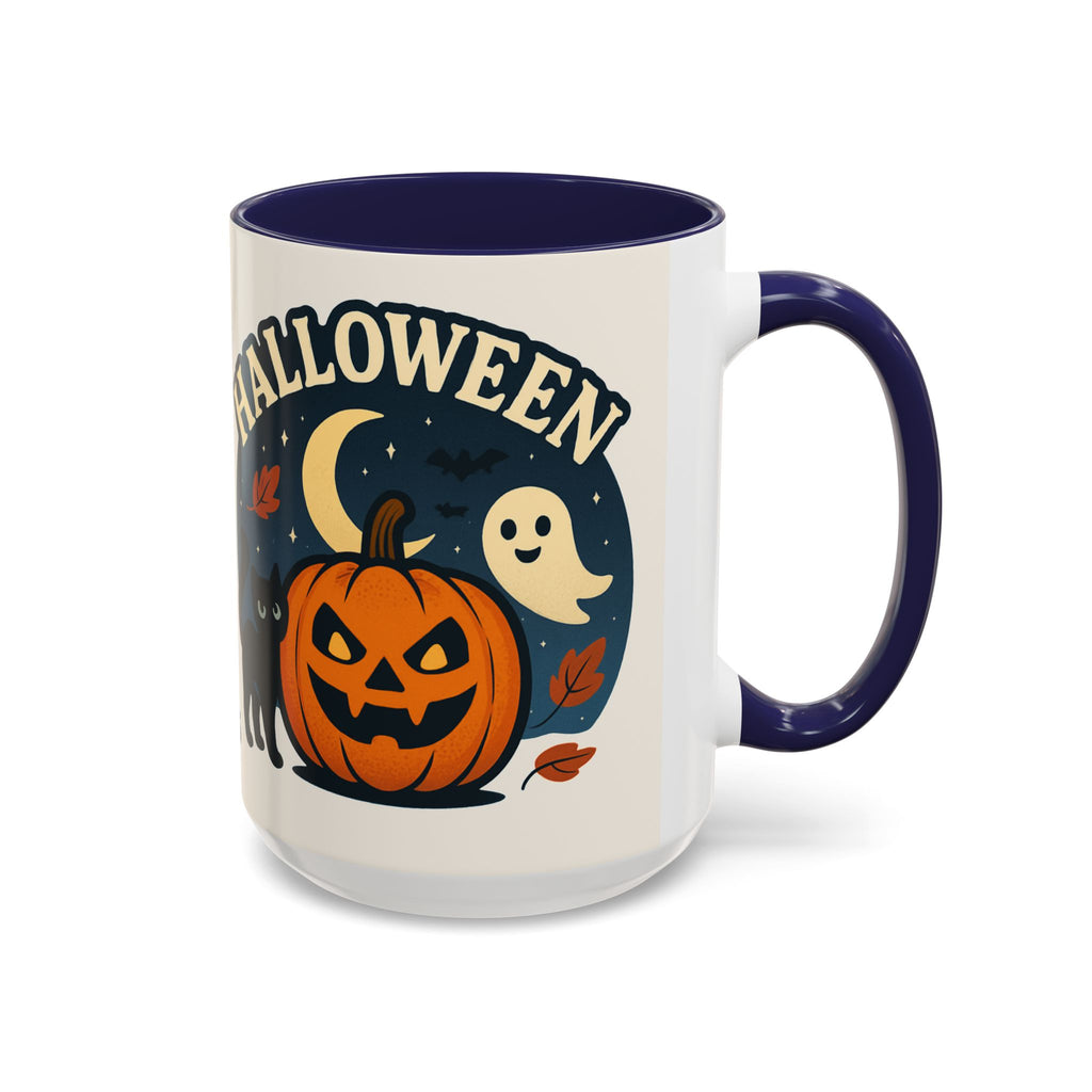 Halloween Accent Coffee Mug - Spooky Pumpkin Design, Ghosts & Cats, Perfect for Fall Decor, Halloween Gift, Cozy Sips