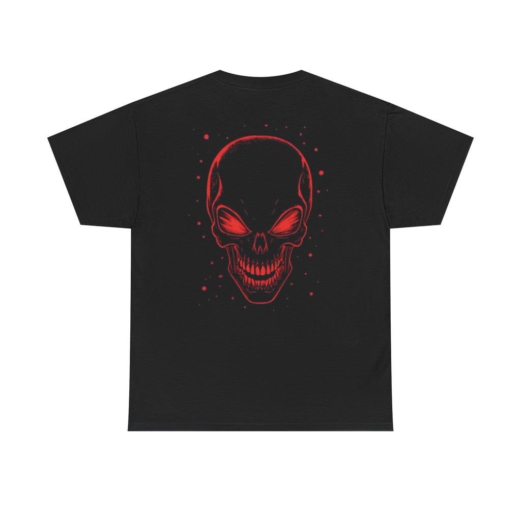Skull Headphone Tee – Unisex Heavy Cotton Shirt, Music Lover Gift, Edgy Graphic Tee, Halloween Outfit, Unique Streetwear