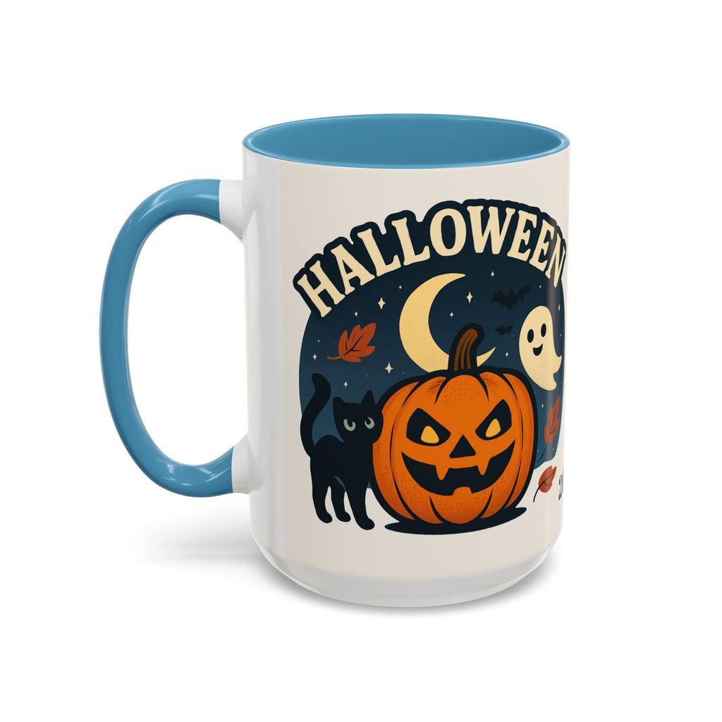 Halloween Accent Coffee Mug - Spooky Pumpkin Design, Ghosts & Cats, Perfect for Fall Decor, Halloween Gift, Cozy Sips