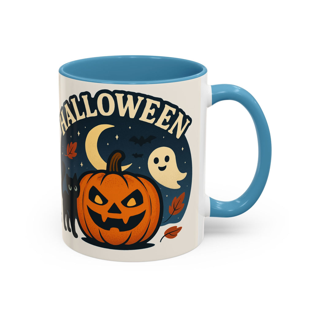 Halloween Accent Coffee Mug - Spooky Pumpkin Design, Ghosts & Cats, Perfect for Fall Decor, Halloween Gift, Cozy Sips