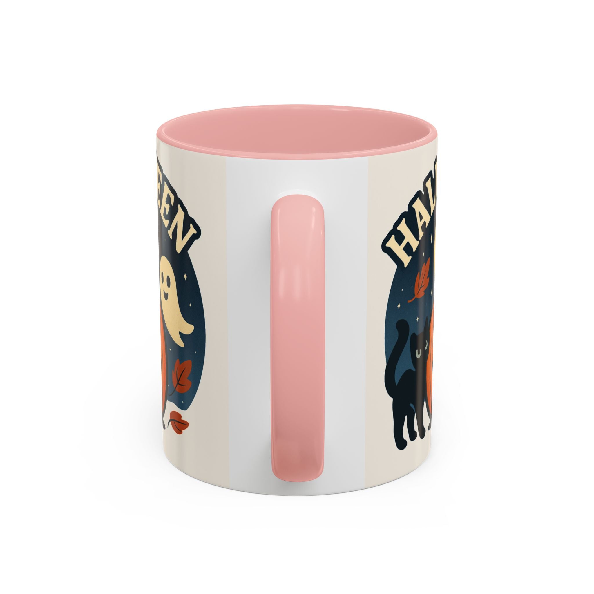 Halloween Accent Coffee Mug - Spooky Pumpkin Design, Ghosts & Cats, Perfect for Fall Decor, Halloween Gift, Cozy Sips
