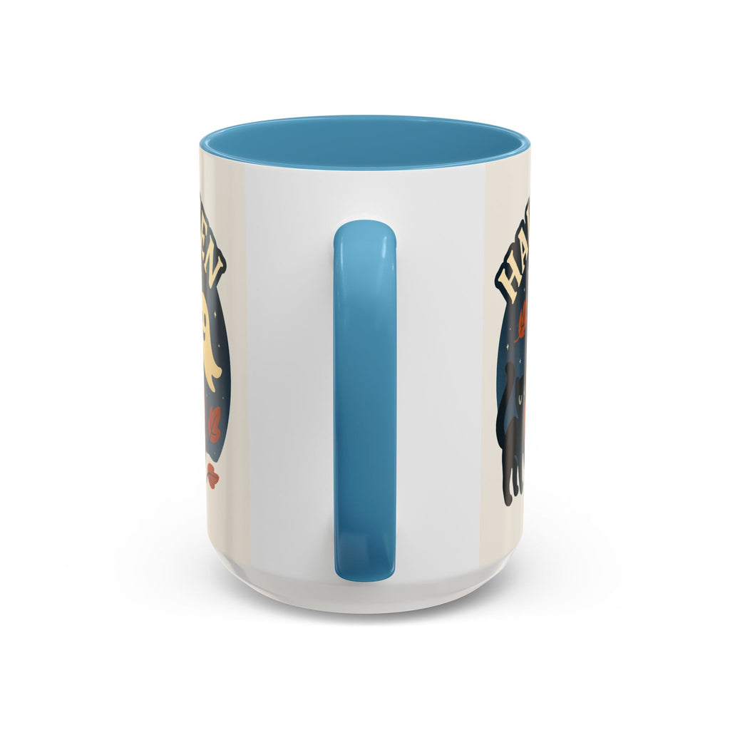 Halloween Accent Coffee Mug - Spooky Pumpkin Design, Ghosts & Cats, Perfect for Fall Decor, Halloween Gift, Cozy Sips