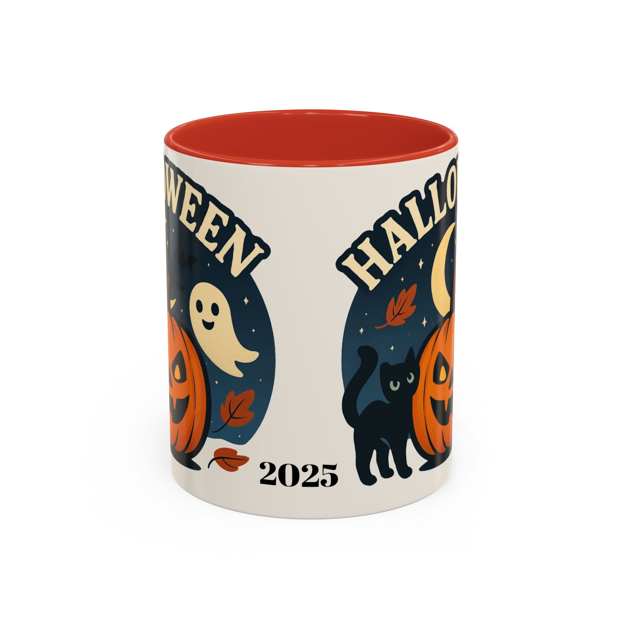 Halloween Accent Coffee Mug - Spooky Pumpkin Design, Ghosts & Cats, Perfect for Fall Decor, Halloween Gift, Cozy Sips