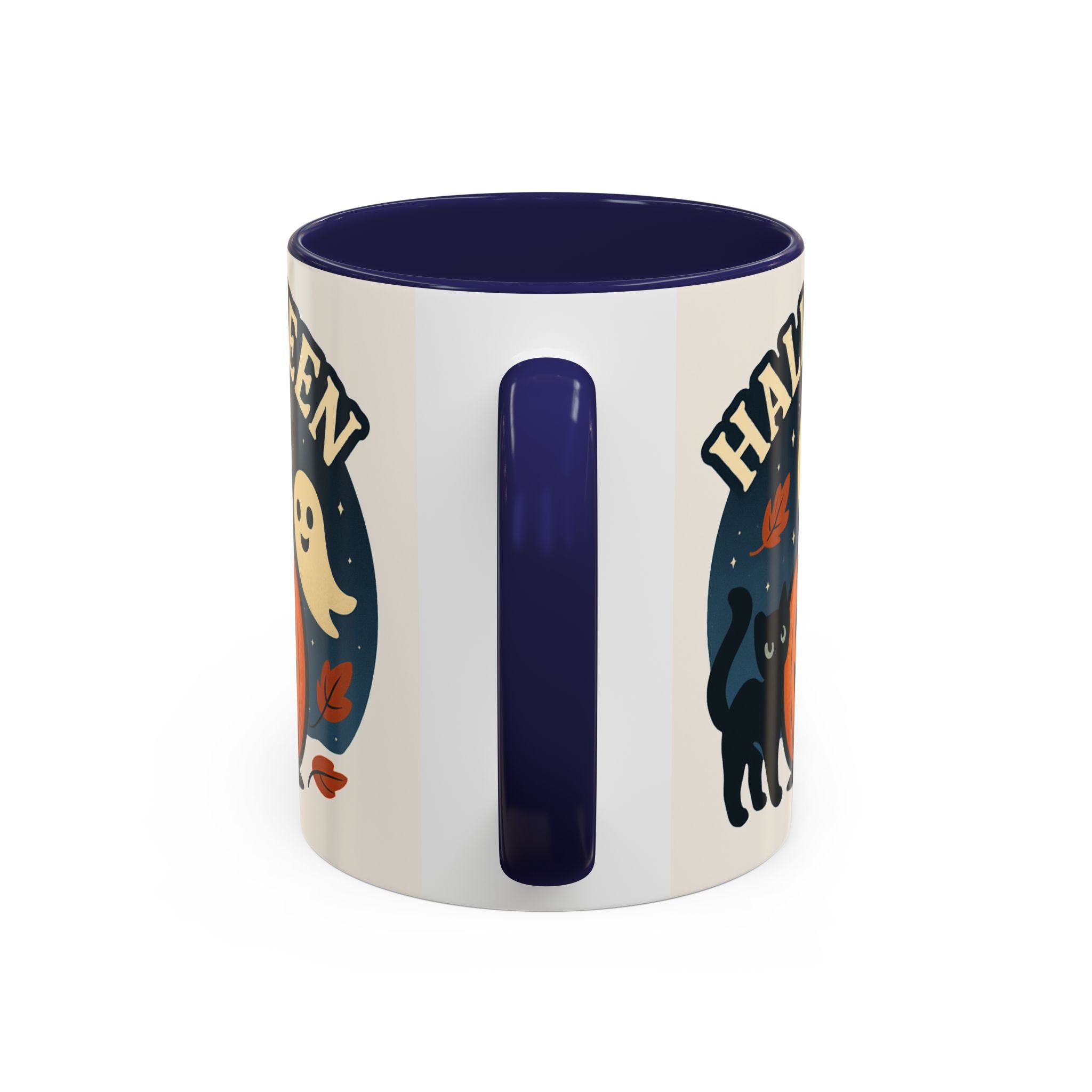 Halloween Accent Coffee Mug - Spooky Pumpkin Design, Ghosts & Cats, Perfect for Fall Decor, Halloween Gift, Cozy Sips
