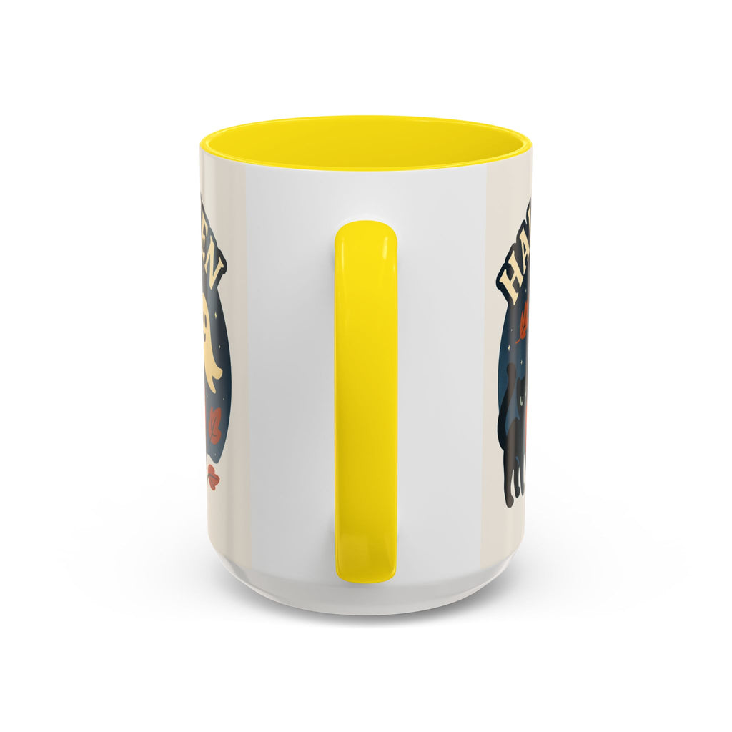 Halloween Accent Coffee Mug - Spooky Pumpkin Design, Ghosts & Cats, Perfect for Fall Decor, Halloween Gift, Cozy Sips