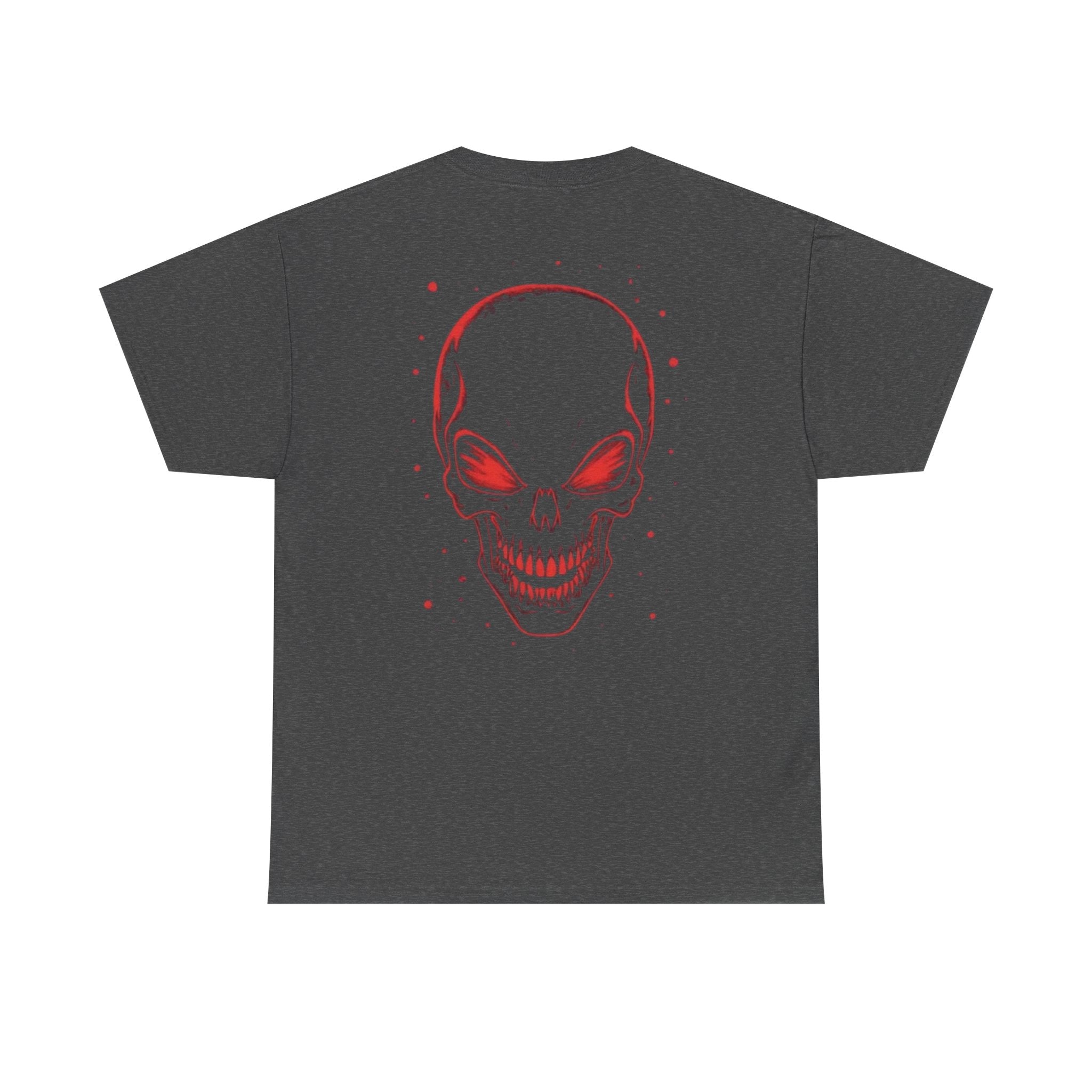 Skull Headphone Tee – Unisex Heavy Cotton Shirt, Music Lover Gift, Edgy Graphic Tee, Halloween Outfit, Unique Streetwear