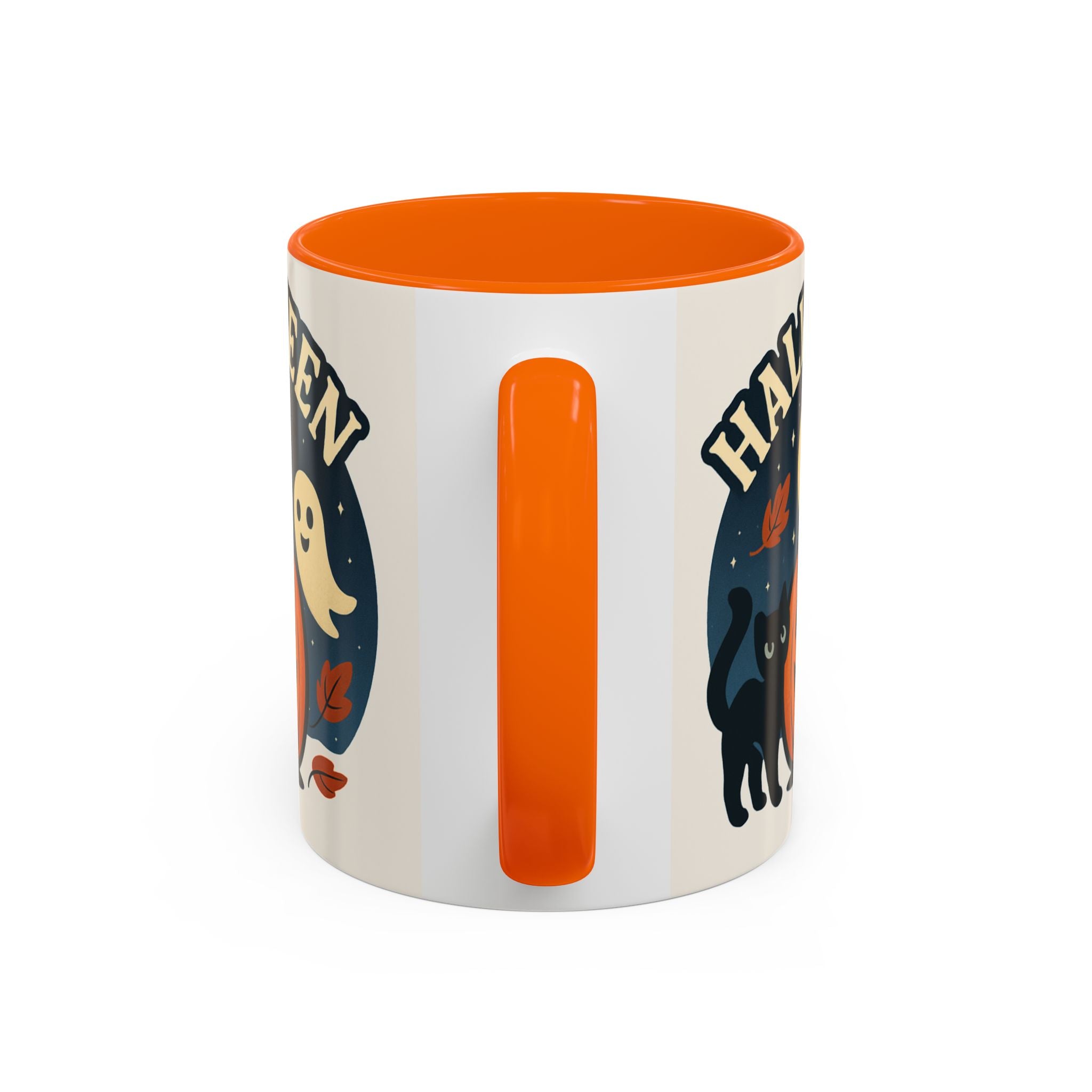 Halloween Accent Coffee Mug - Spooky Pumpkin Design, Ghosts & Cats, Perfect for Fall Decor, Halloween Gift, Cozy Sips